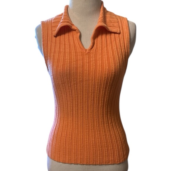 Tops - Orange Ribbed Sleeveless Top